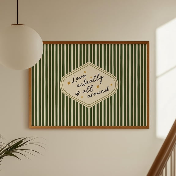 Love Actually Is All Around Retro Dopamine Wall Poster, Unframed Canvas 12x16in