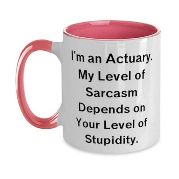 Love Actuary Two Tone 11oz Mug, I'm an Actuary. My Level of Sarcasm, Gag Gifts for Men Women from Friends, Birthday Unique Gifts, Coffee mug, Tea mug, Ceramic mug, Two tone mug