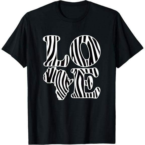 Love Africa Map With Zebra Skin Pattern African Safari T-Shirt