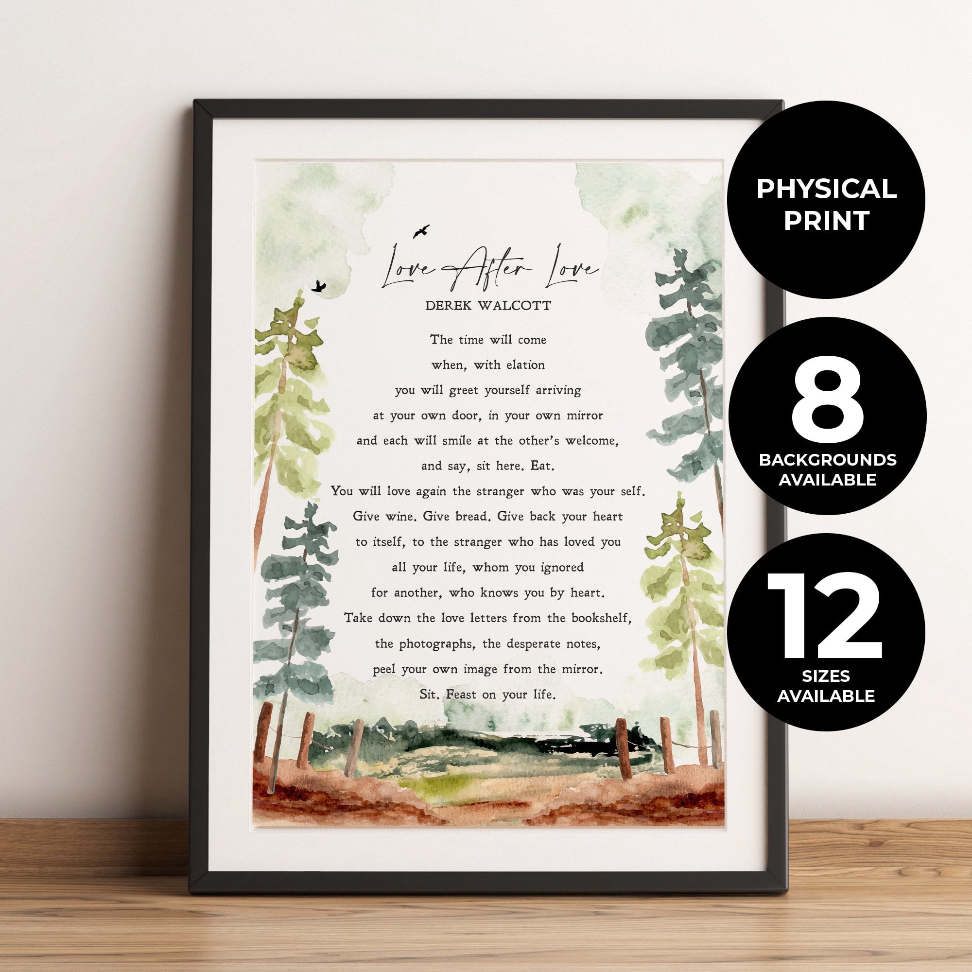 Love After Love Derek Walcott Poem Breakup Romance Wall Art Minimalist ...