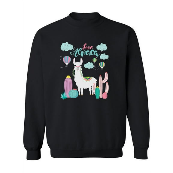 Love Alpaca Doodle. Sweatshirt Women - Women Sweatshirt, Black, Large