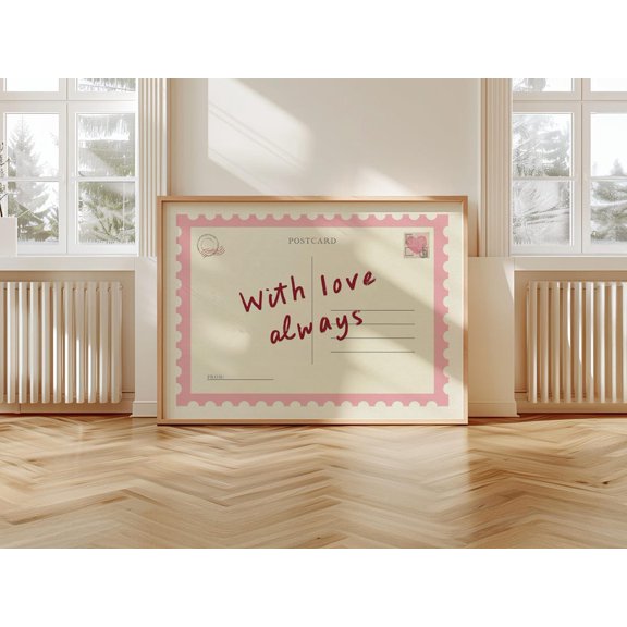 Love Always Postcard Retro Positive Wall Art Affirmation Elegant Room Accent Decor Unframed Paper Print