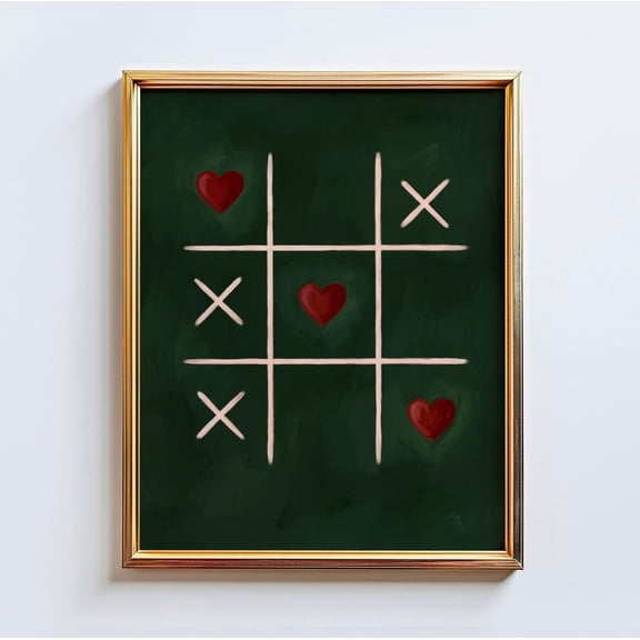 Love Always Wins Heart Tic Tac Toe Wall Art Home Decor Unframed Paper Print