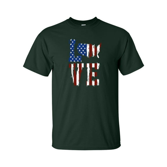 Love America United States Outline Unisex Adult Short Sleeve T-shirt-Forest-large