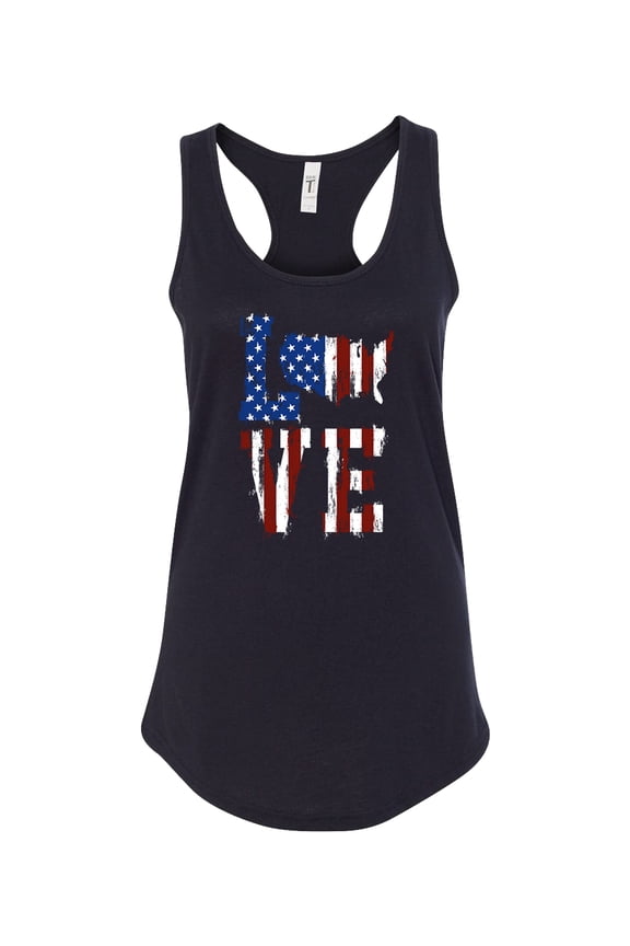 Love America United States Outline Women's Athletic Racerback Tank Top-Black-large