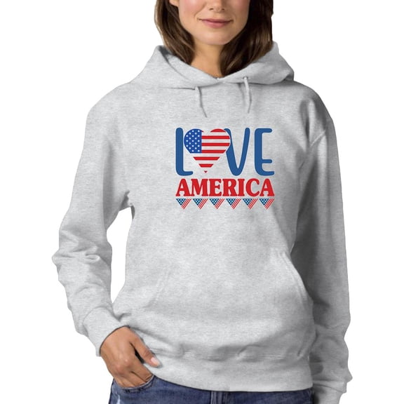 Love America W Banners Hoodie Women -Image by Shutterstock, Female Medium