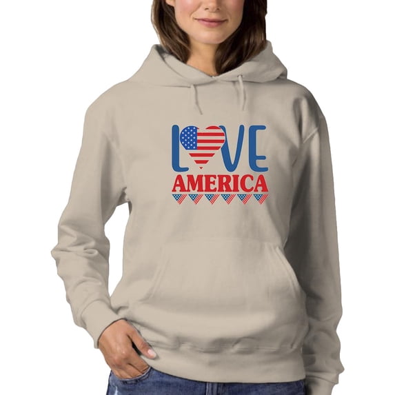 Love America W Banners Hoodie Women -Image by Shutterstock, Female Medium