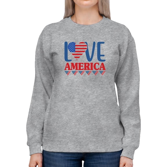 Love America W Banners Sweatshirt Women -Image by Shutterstock, Female 4X-Large
