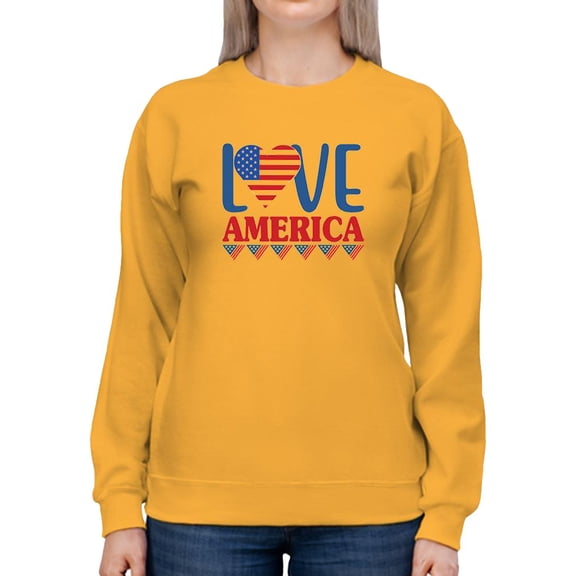 Love America W Banners Sweatshirt Women -Image by Shutterstock, Female Small
