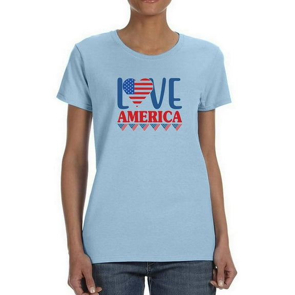 Love America W Banners T-Shirt Women -Image by Shutterstock, Female x-Large