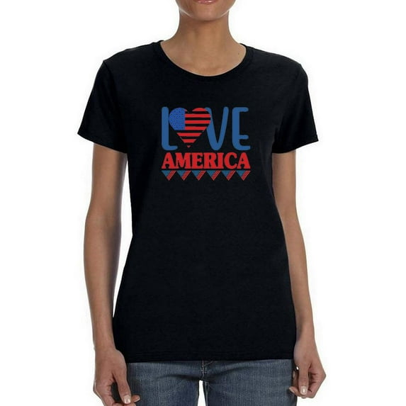 Love America W Banners T-Shirt Women -Image by Shutterstock, Female x-Large