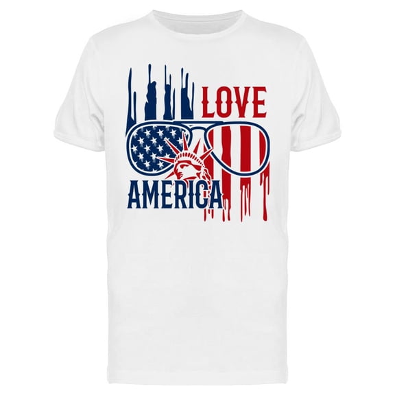Love America With Flag Colors T-Shirt Men -Image by Shutterstock, Male x-Large