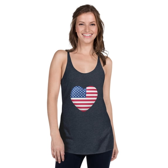 Love America Women's Racerback Tank (Vintage Navy, XL)