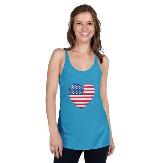 Love America Women's Racerback Tank (Vintage Turquoise, XL)