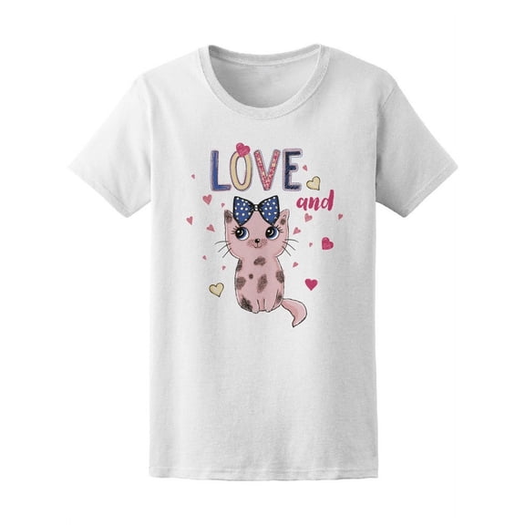 Love And Cats Cute Kitty T-Shirt Women -Image by Shutterstock, Female Small
