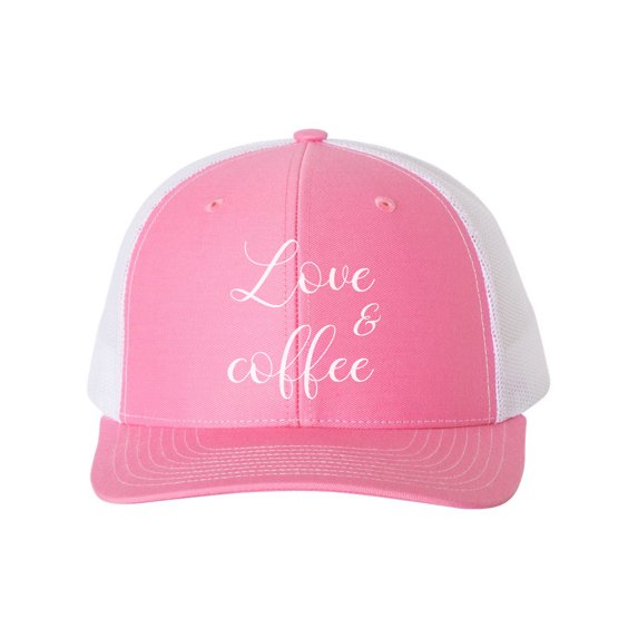 Love And Coffee, Gift For Her, Coffee Lover, Gift For Her, Mother's Day Gift, Love Coffee Hat, Love Hat, Hot Pink/White