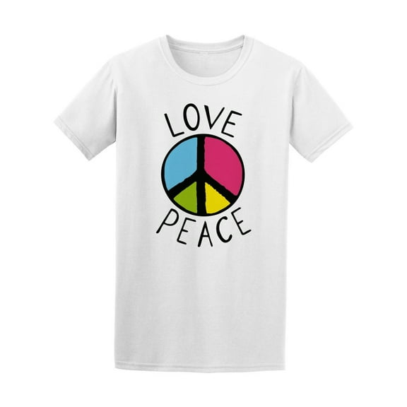 Love And Peace Hippie Sign T-Shirt Men -Image by Shutterstock, Male Large