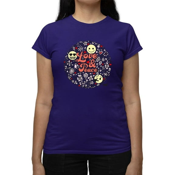 Love And Peace Hippie Trendy Symbol Graphic T-shirt Women's