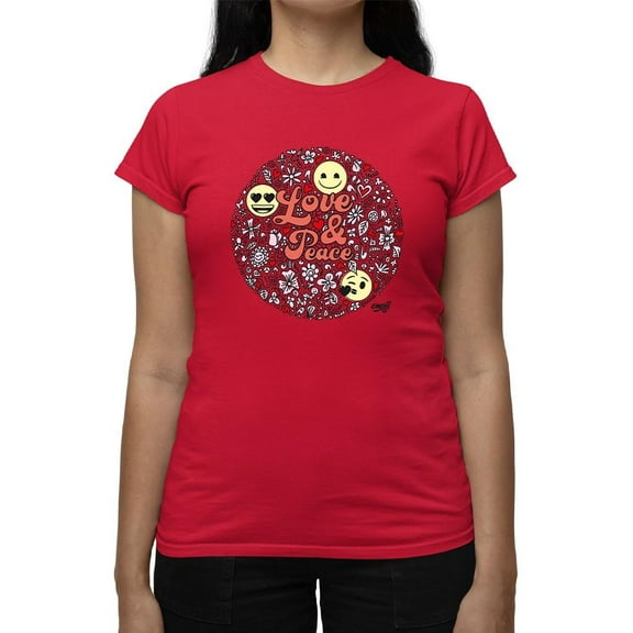 Love And Peace Hippie Trendy Symbol Graphic T-shirt Women's