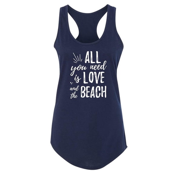 Love And The Beach Quote Racerback Tank Women -Image by Shutterstock, Female Medium