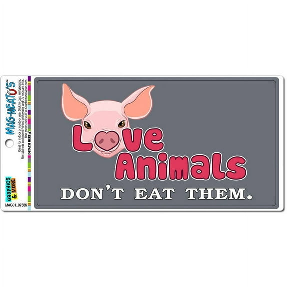 Love Animals Don't Eat Them Pig Vegetarian Vegan Automotive Car Refrigerator Locker Vinyl Magnet