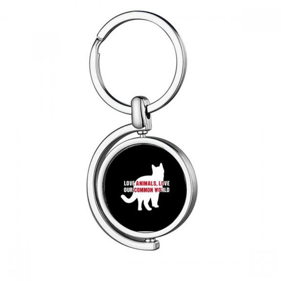 Love Animals Love Our Common World Rotating Keychain Metal Keyring Holder