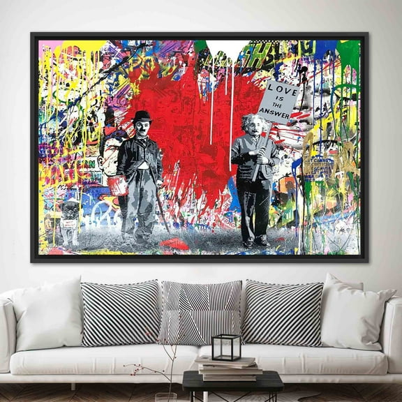 Love Is The Answer Art, Abstract Artwork, Banksy Wall Art, Graffiti Printed Canvas, Street Canvas Art, 3D Printed Canvas, Framed Wall Decor, Home Decor, Canvas Wall Decor - Gold Framed