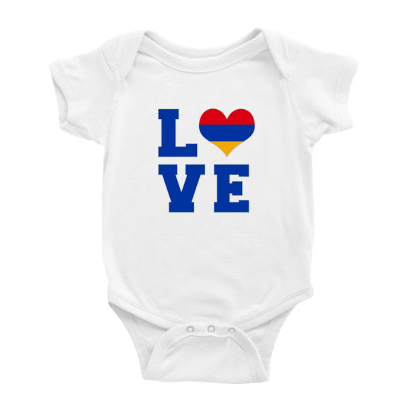 Love Armenia Flag Heart Cute Baby Bodysuit Jumpsuits (White, 3-6 Months)