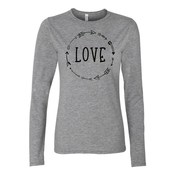 Love Arrow (Black) Valentine's Day Women's Long Sleeve T-Shirt-Heather-Medium