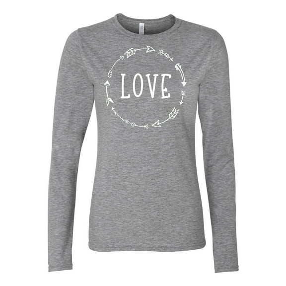 Love Arrow (Black) Valentine's Day Women's Long Sleeve T-Shirt-Heather-Small