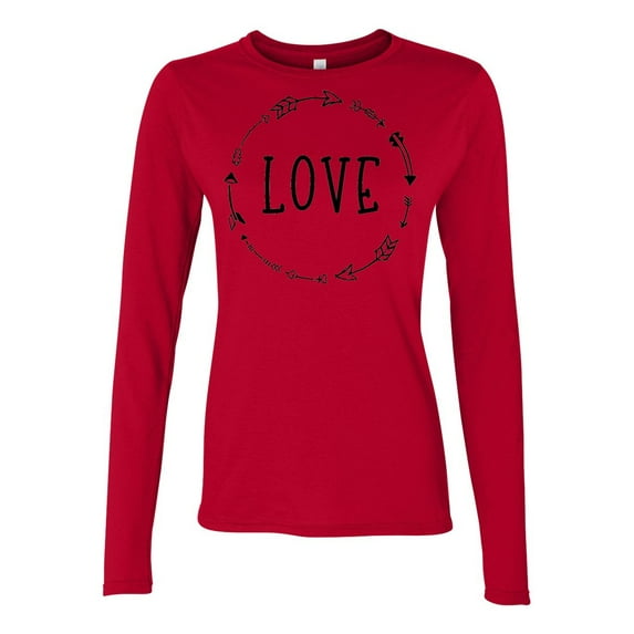 Love Arrow (Black) Valentine's Day Women's Long Sleeve T-Shirt-Red-Medium