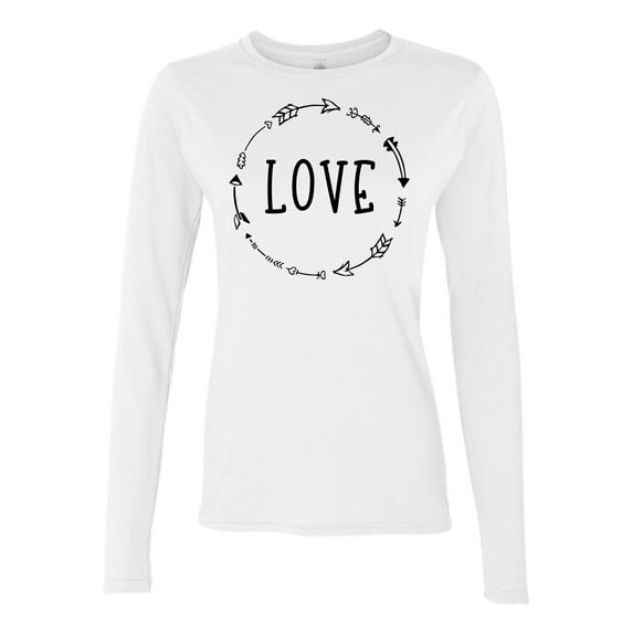 Love Arrow (Black) Valentine's Day Women's Long Sleeve T-Shirt-White-Medium
