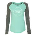 thumbnail image 1 of Love Arrow (Black) Valentine's Day Women's Patch Raglan Long Sleeve T-Shirt-Mint/Granite-XL, 1 of 4