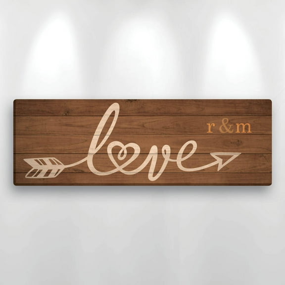 Love Arrow Personalized 6" x 18" or 9" x 27" Canvas