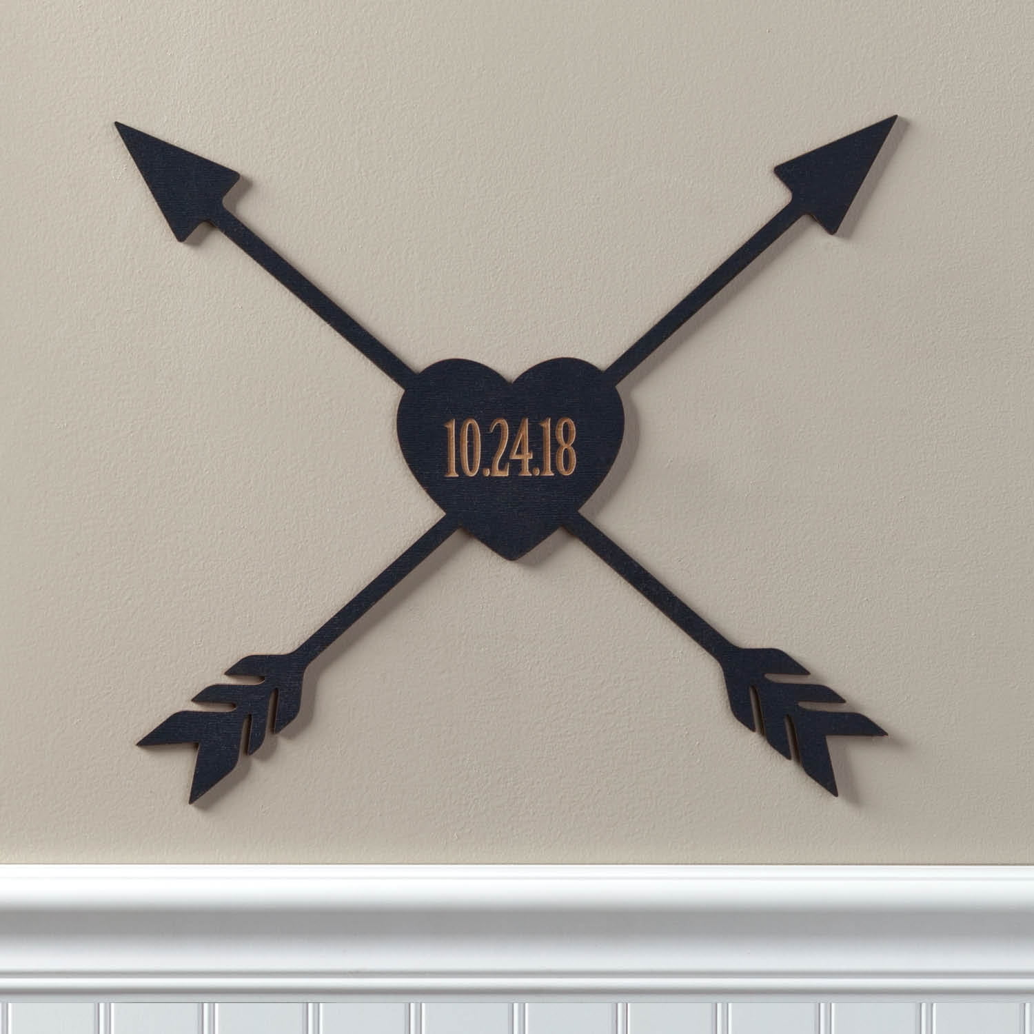 Love Arrows Personalized Black Wood Plaque