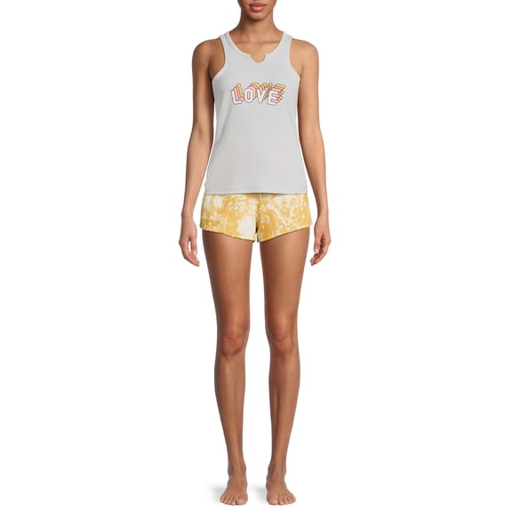 Love At First Sight Junior's and Junior's Plus Tank Top and Tie-Dye Shorts Set, 2-Piece