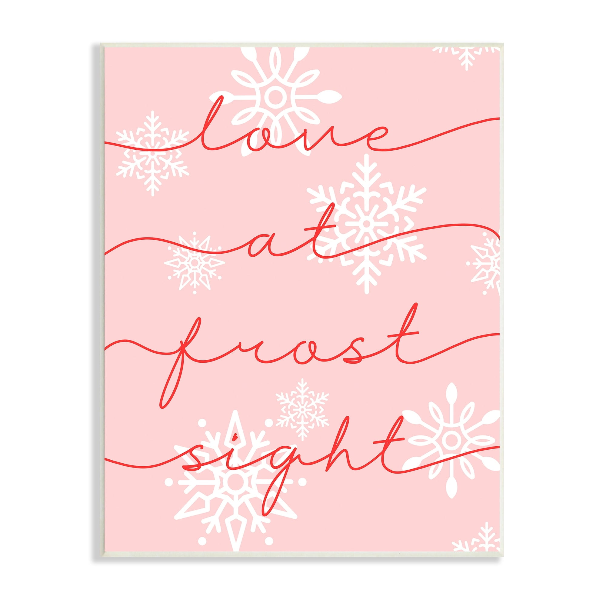 Love At Frost Sight Romantic Pink Snowflakes Quote Holiday Graphic Art Unframed Art Print Wall Art