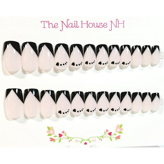 Love At The Party French Manicure Glossy Medium Square Press On Nails - 24 Pieces - Artificial Nails - Valentine's Nails
