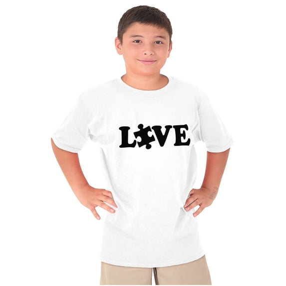 Love Autism Awareness Puzzle Piece Crewneck T Shirts Boy Girl Teen Brisco Brands M