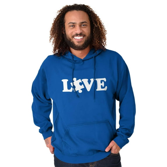 Love Autism Awareness Puzzle Piece Unisex Plus Size Hoodie Brisco Brands 4X