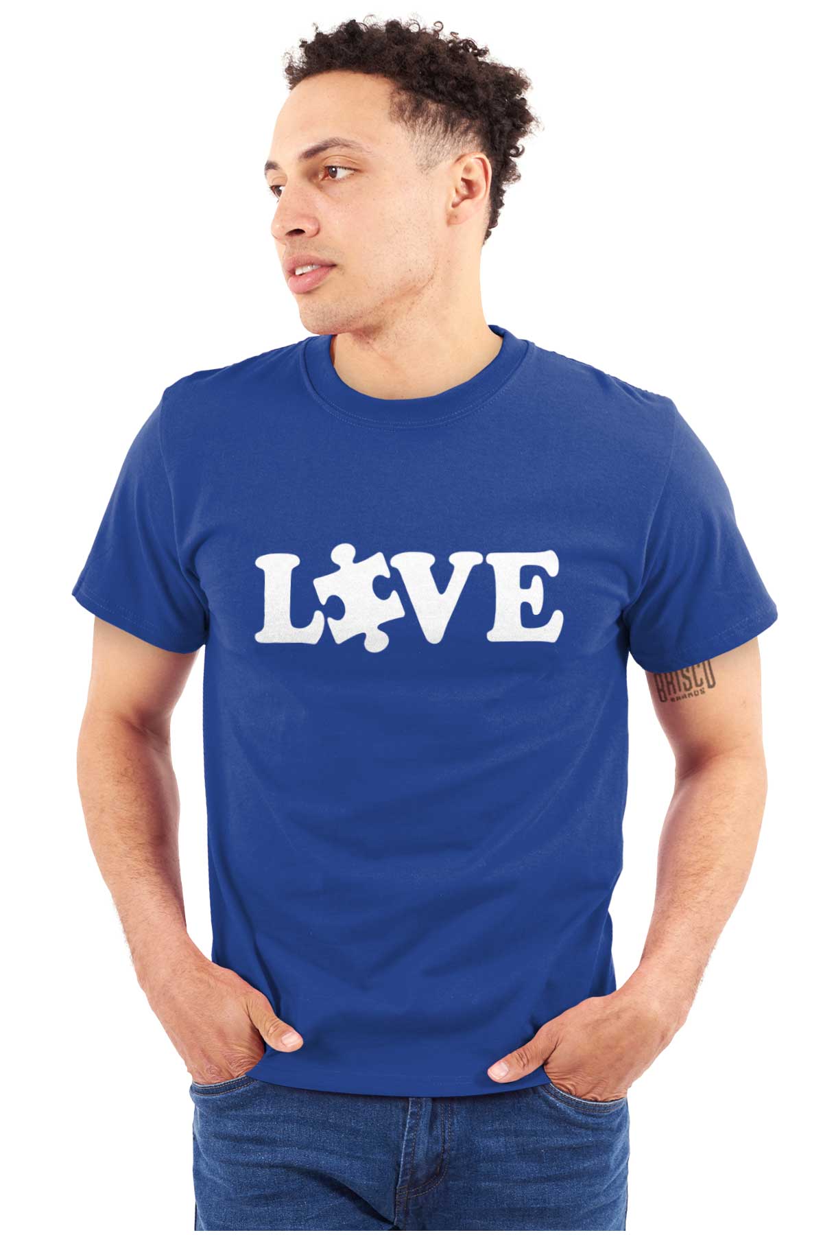 Love Autism Awareness Puzzle Piece Men's Graphic T Shirt Tees Brisco Brands S