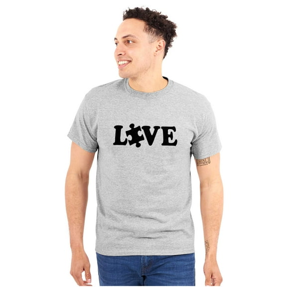 Love Autism Awareness Puzzle Piece Men's Graphic T Shirt Tees Brisco Brands X