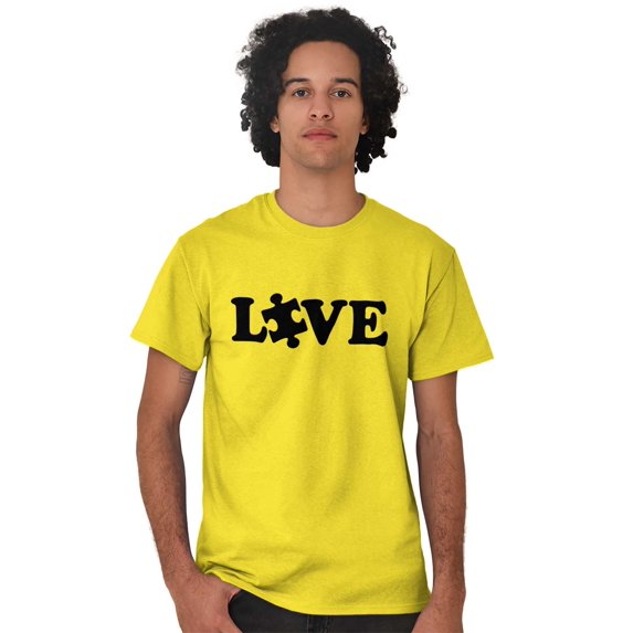 Love Autism Awareness Puzzle Piece Men's Graphic T Shirt Tees Brisco Brands X