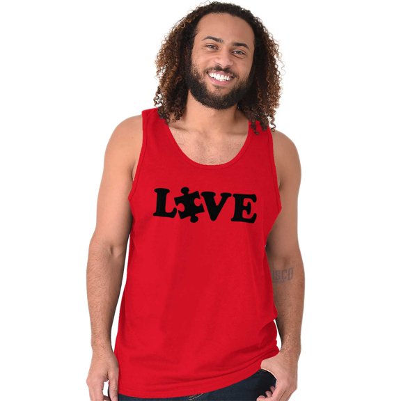 Love Autism Awareness Puzzle Piece Plus Size Graphic Tank Top Brisco Brands 2X