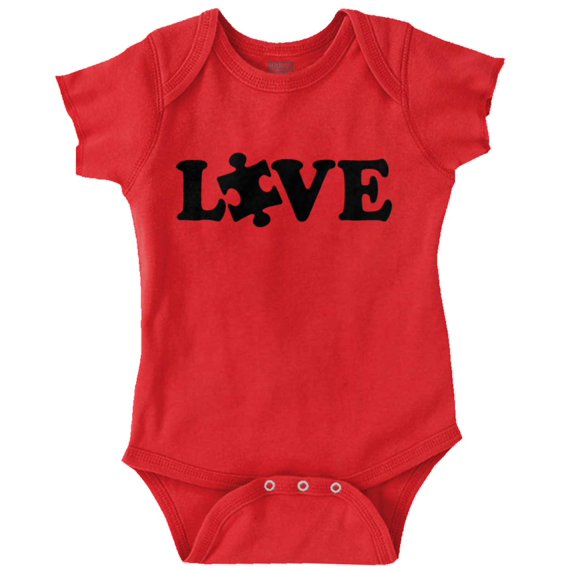 Love Autism Awareness Puzzle Piece Romper Boys or Girls Infant Baby Brisco Brands 24M