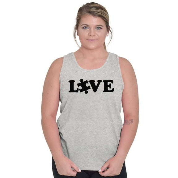 Love Autism Awareness Puzzle Piece Tank Top T Shirts Men Women Brisco Brands L