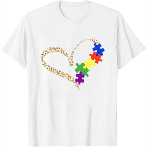 Love Autism Puzzle Leopard Graphic Autism Awareness Women Pullover Hoodie White Large