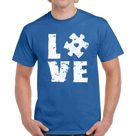 Love Autism Puzzle Men T-Shirt Autism Awareness White Print Mens Tops S M L XL 2XL 3XL 4XL 5XL Graphic Tee