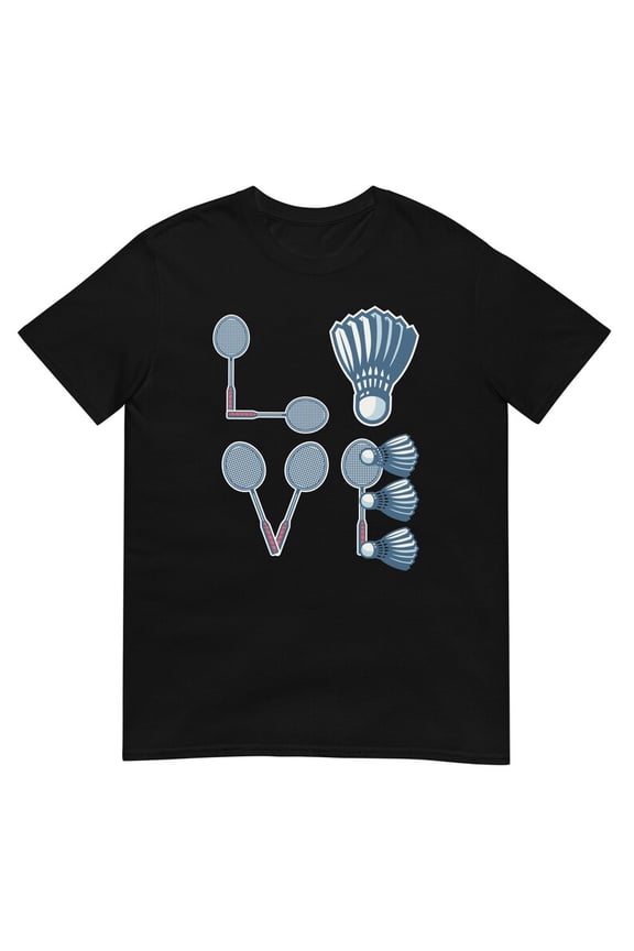 Love Badminton Shirt Sports Player Gift Racket Hobby Humor Graphic Tee,for men and women up to 5XL