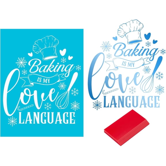 Love Baking Silk Screen Stencils Kit Include Self Adhesive Silkscreen Stencils and Reusable Screen Printing Squeegees Printing Tools for Applying Chalk Paste or Ink Blue DIY